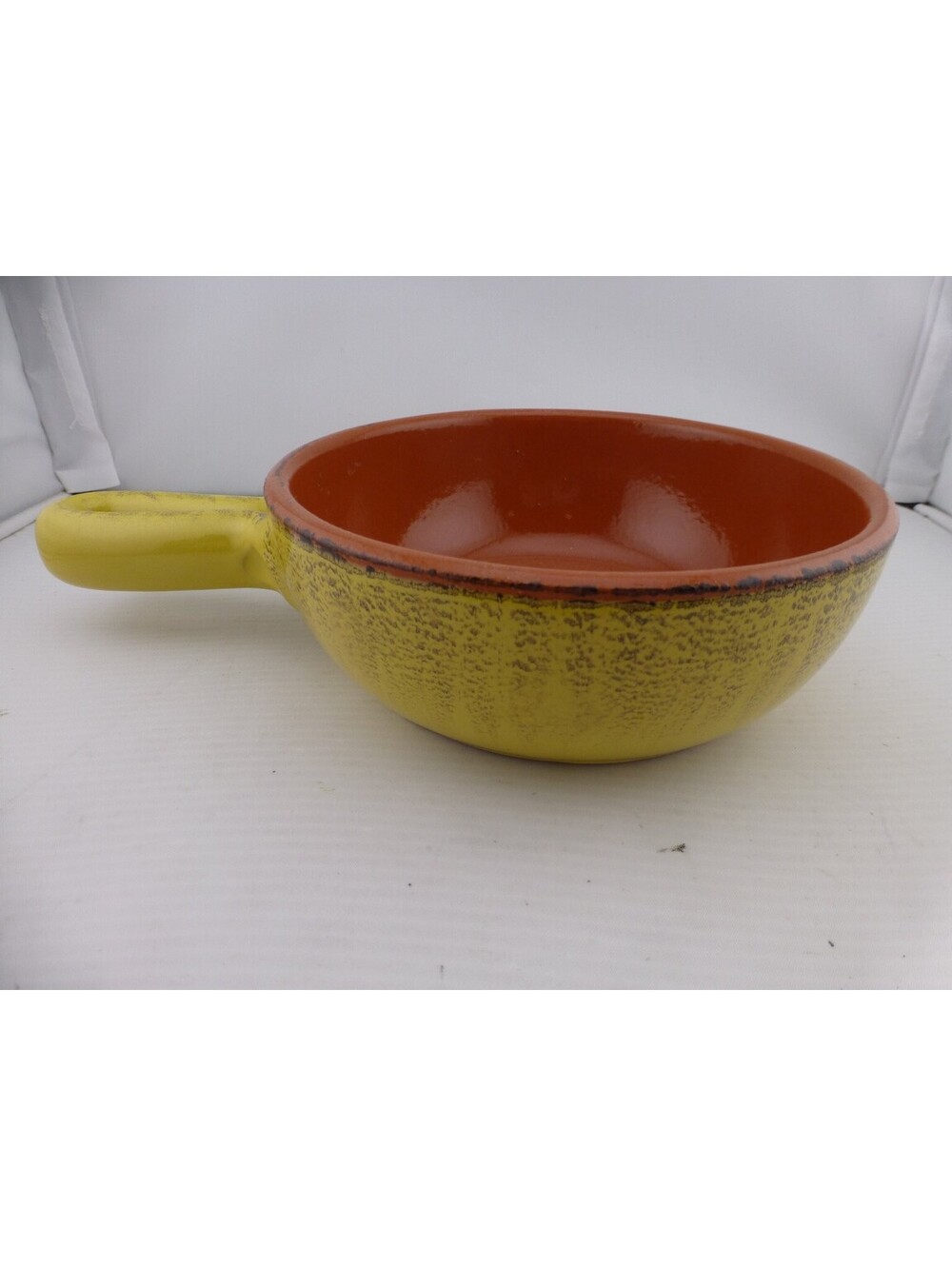 Vintage De Silva Made in Italy Handled Bowl Yellow Terracotta Rustic 5" - J3